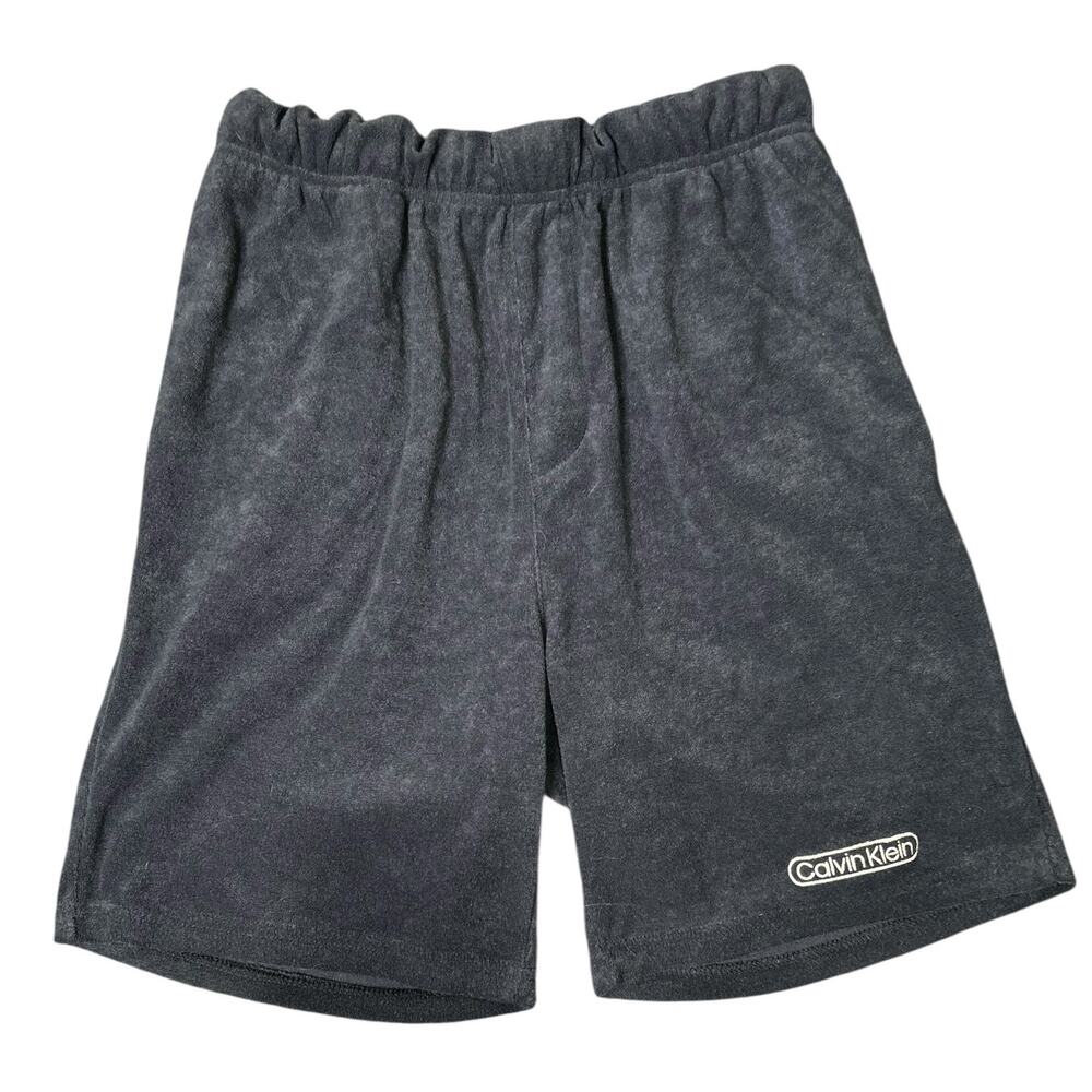 CALVIN KLEIN Mens Dark Navy Blue Terry Cloth Shorts Logo Lounge Shorts Small